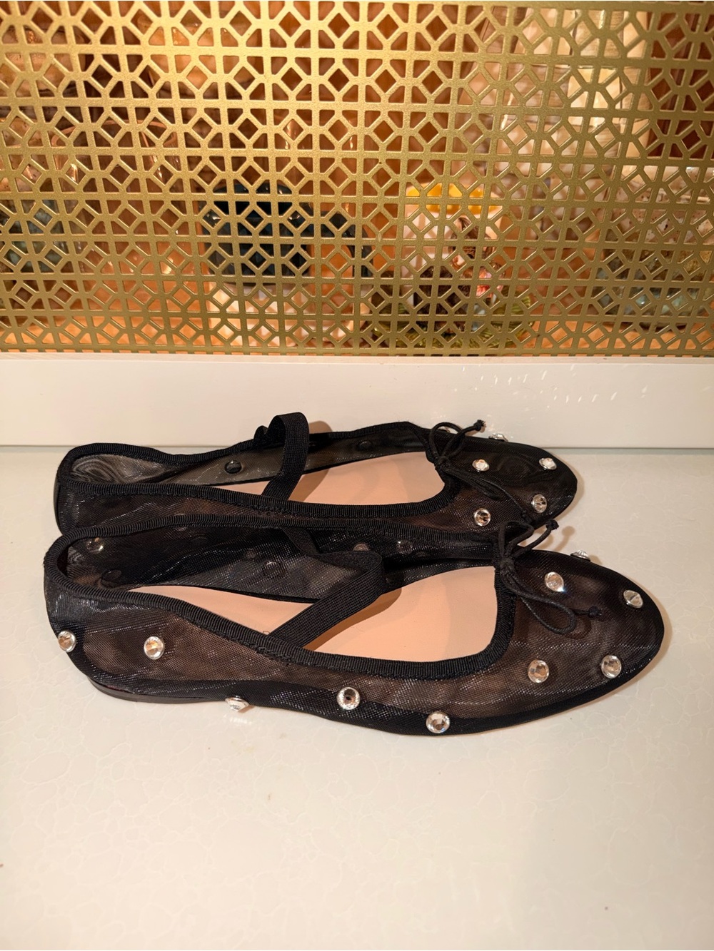 Loeffler Randall Black Mesh Bow Ballet Size 7 EUC!